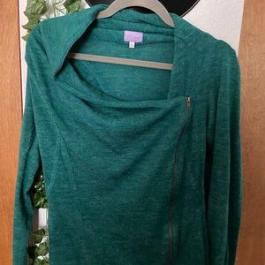 Blue, side zip-cardigan